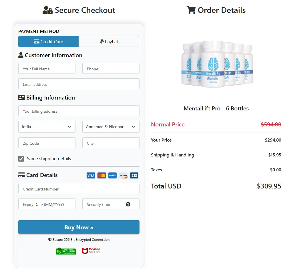 MentaLift Pro order form